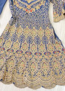 Elegant Grey Embroidered plazo suit
