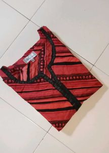 Red &amp; Black Striped Kurta