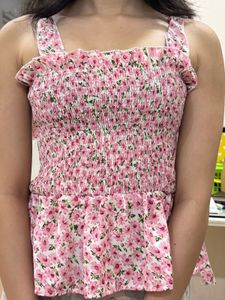 Floral Smocked Peplum Top