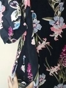 Navy Blue Flower Printed Dress