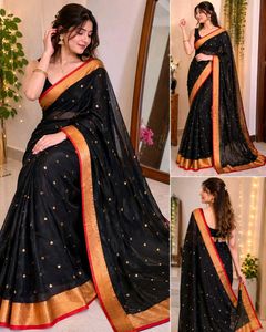 Elegant Black Saree with Gold Heart Motifs