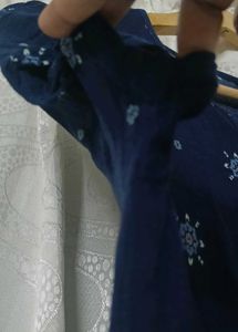 Chic Navy Blue Patterned Midi Dress