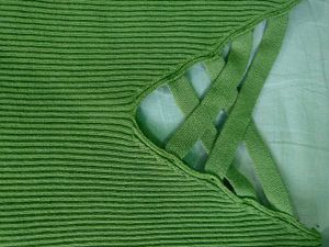 Green Ribbed Button-Up Top