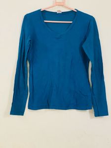 Teal Long Sleeve V-Neck Top