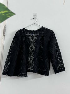 Black Lace Kimono Style Cardigan