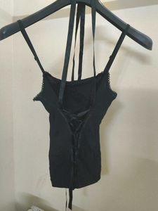 Lace up corset style black top