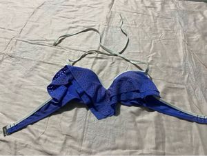 Blue Ruffle Bikini Top
