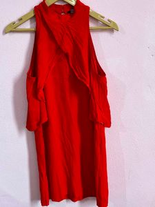 Zara Red Halter Dress Size-S