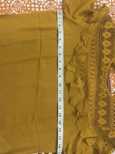 Mustard Lace Ruffle Blouse