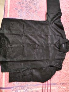 Men's Black Textured Dress Shirt
