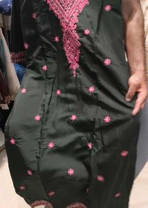 Green Embroidered Kurta Set