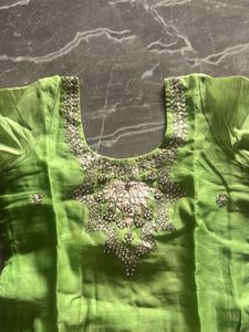gotta Patti  Green Silk kurti