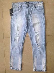 Shein Full Length Heavy Wash Mid Distressed Jeans