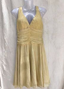 16J6. Chic Yellow V-Neck Ruched Mini Dress
