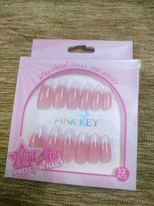 Pink Key Press-On Nails