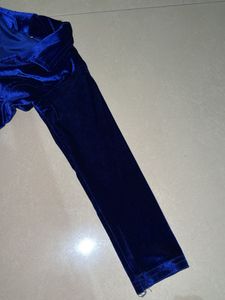 Elegant Blue Velvet Kurta Set