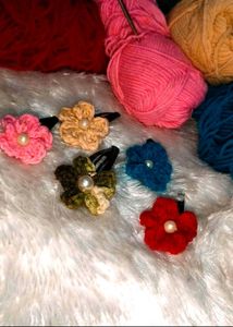 🔥 MEGA SALE OFFER 🔥 Crochet Flower 6 Hair Clips