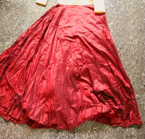 Red Silk Maxi Skirt