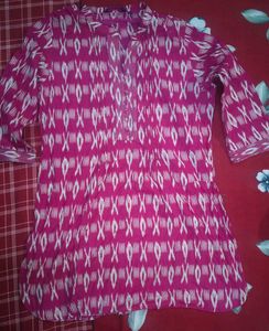 Pink Printed Cotton Kurta