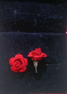Red Rose Stud Earrings