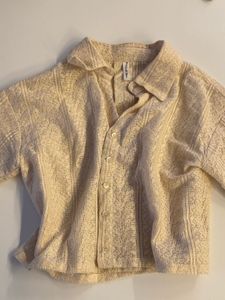 Cropped Lace Button-Up Top