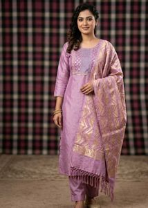Beautiful Lavender Kurta Set with Dupatta
