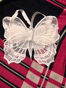 Handmade White Crochet Butterfly Bralette