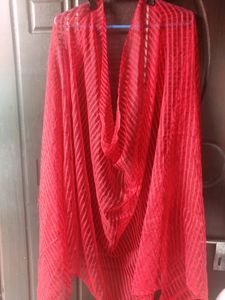 Red Striped Women Dupatta
