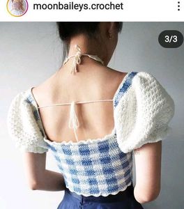 Crochet Puff Sleeve Crop Top