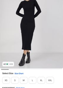 Chic Black Ribbed Long Sleeve Midi Dress