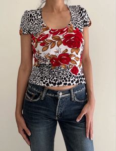 Floral & Leopard Print Top