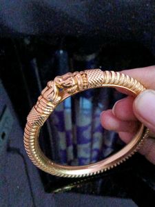 Exquisite Gold Plated Bangles with Lion Head Desig
