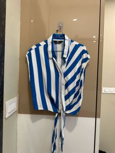 Striped Tie-Front Shirt