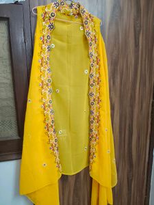 Vibrant Yellow Embroidered Indo Western