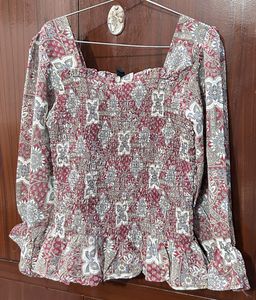 Boho Square Neck Smocked Top
