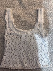 Cute Floral Lace Trim Tank Top