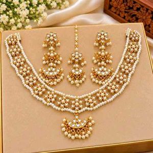 Elegant Pearl &amp; Gold Necklace Set
