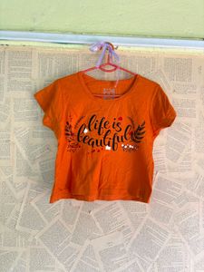 Orange "Life is Beautiful" Graphic T-Shirt