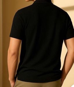 Men's Brown Zip Polo T-Shirt