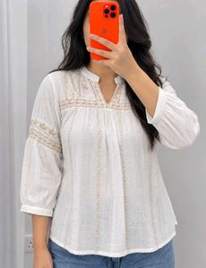 Embroidered White Kurta