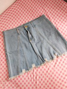 Light Wash Denim Mini Skirt