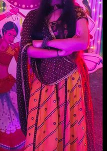 Yellow Lehenga Choli with Mirror Work and dupatta