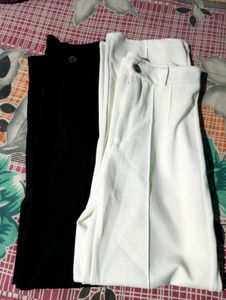 Straight White &amp; Black Trousers