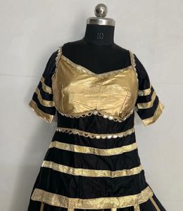 Black &amp; Gold Striped Lehenga Set