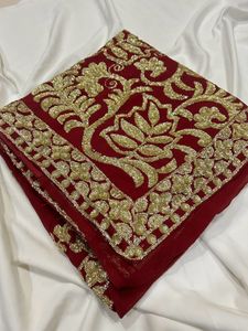 Elegant Embroidered Red Saree with blouse