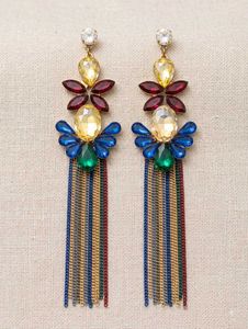 Vibrant Gemstone Tassel Earrings