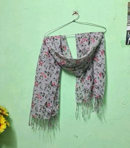 Floral Print Scarf with Tassels of 1