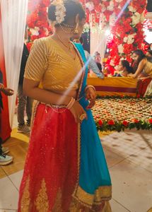 Vibrant Red & Blue Lehenga Choli Set