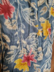 Blue Floral mid length kurti