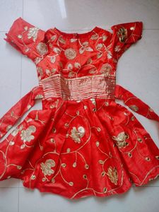 Red &amp; Gold Embroidered Dress